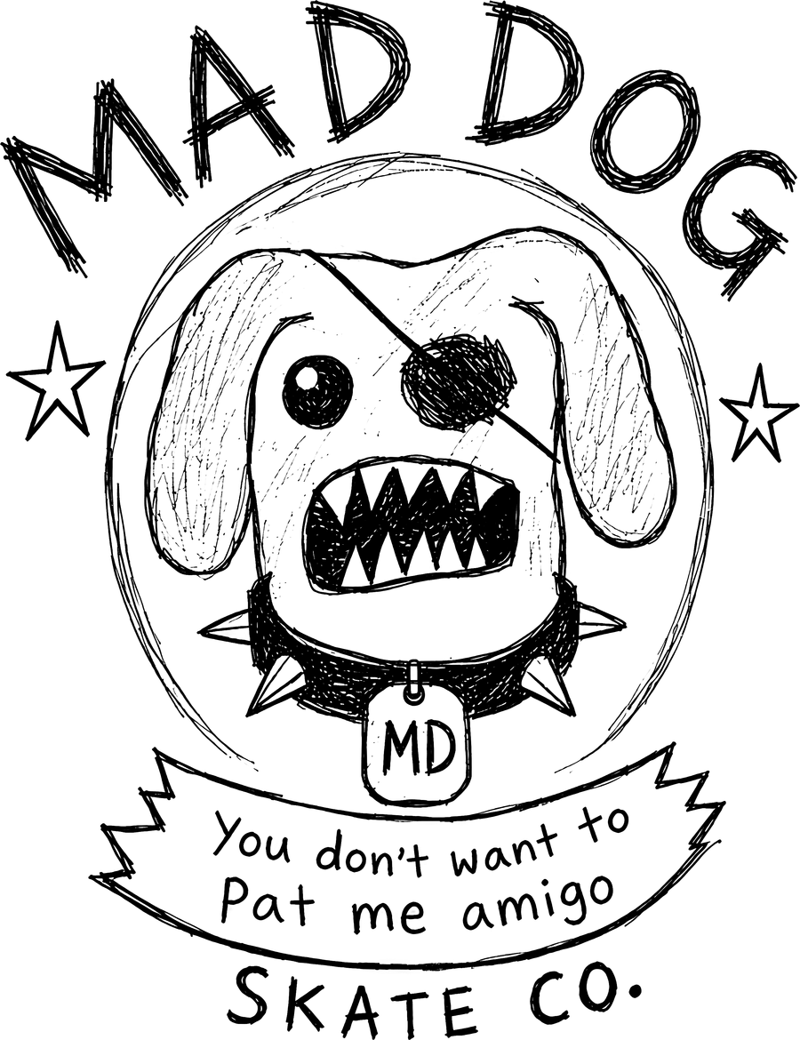 Mad Dog Skate logo — a wild dog with an eye patch